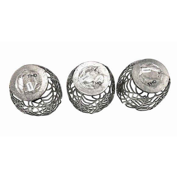 NWT SET OF 3 LARGE SILVER METAL SPIDERWEB STEMLESS WINE WATER GLASSES HALLOWEEN - Picture 7 of 7
